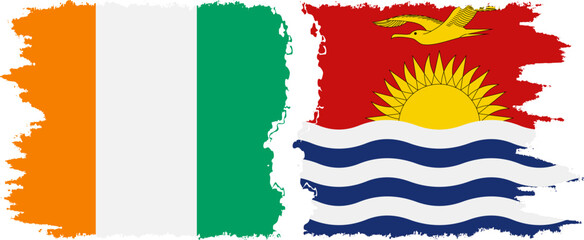 Kiribati and Ivory Coast grunge flags connection vector