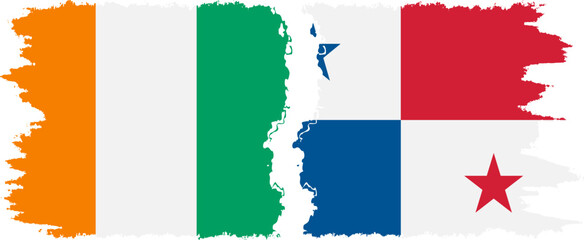 Panama and Ivory Coast grunge flags connection vector