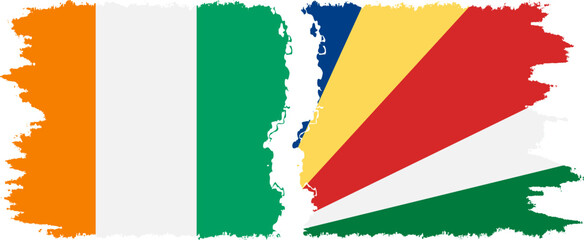 Seychelles and Ivory Coast grunge flags connection vector