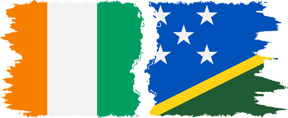 Solomon Islands and Ivory Coast grunge flags connection vector