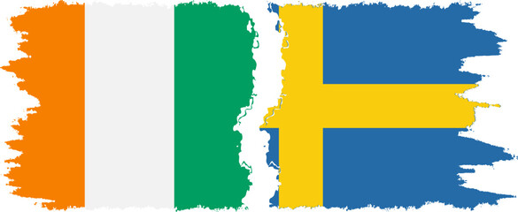 Sweden and Ivory Coast grunge flags connection vector