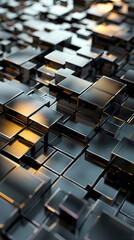 Fototapeta premium Abstract high-tech background, 3d illustration with abstract high-tech background with metal square blocks