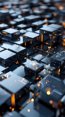 Fototapeta premium Abstract high-tech background, 3d illustration with abstract high-tech background with metal square blocks