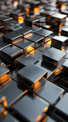 Obraz premium Abstract high-tech background, 3d illustration with abstract high-tech background with metal square blocks