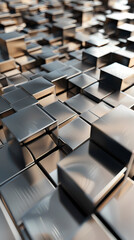 Obraz premium Abstract high-tech background, 3d illustration with abstract high-tech background with metal square blocks