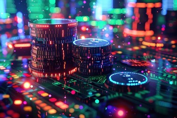 Cyberpunk Digital Currency Stacks
