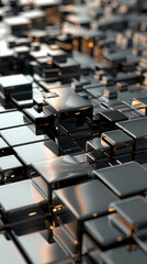Obraz premium Abstract high-tech background, 3d illustration with abstract high-tech background with metal square blocks