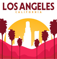 los angeles california with palm silhouette