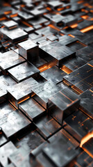 Abstract high-tech background, 3d illustration with abstract high-tech background with metal square blocks