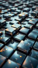 Fototapeta premium Abstract high-tech background, 3d illustration with abstract high-tech background with metal square blocks