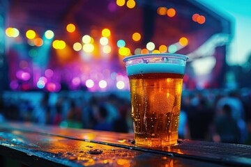 A Cold Beer at a Vibrant Outdoor Concert