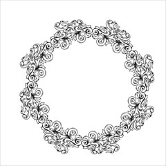 Black and white Vintage style engraved frame hand drawing design