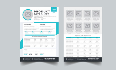 Product Data Sheet, Technical Data Sheet layout 2 Page Concept template design