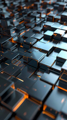 Obraz premium Abstract high-tech background, 3d illustration with abstract high-tech background with metal square blocks