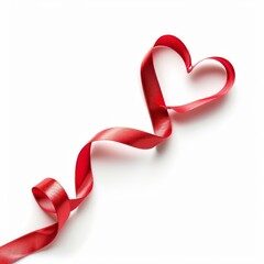 Beautiful red bow from satin ribbon on white background