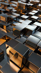 Abstract high-tech background, 3d illustration with abstract high-tech background with metal square blocks