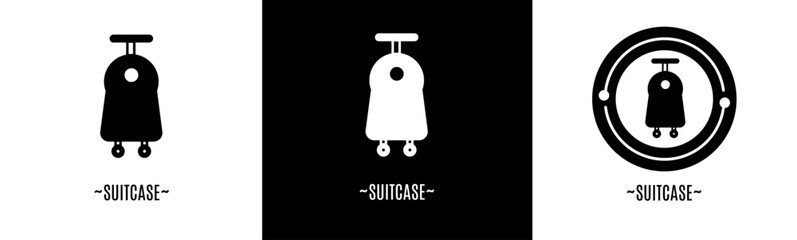 Suitcase logo set. Collection of black and white logos. Stock vector.