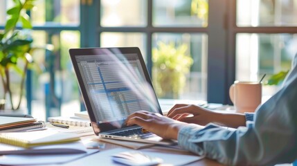 The person working on laptop