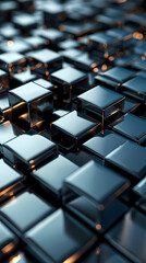 Fototapeta premium Abstract high-tech background, 3d illustration with abstract high-tech background with metal square blocks