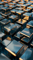 Obraz premium Abstract high-tech background, 3d illustration with abstract high-tech background with metal square blocks