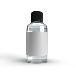 transparent plastic bottle with white label