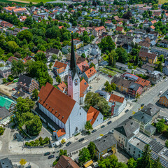Die Stadt Schwabmünchen im schwäbischen Kreis Augsburg von oben