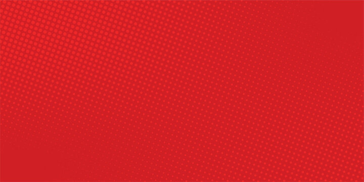 Abstract dots halftone red color pattern gradient texture with technology digital background. Pop art comics style.