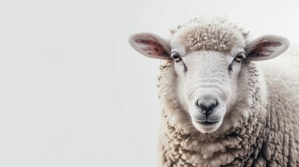 Sheep close up with empty space