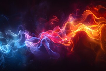 Fototapeta premium Colorful Swirling Smoke Effect in Dark Background - Abstract Art Design for Posters, Wallpapers, and Digital Art