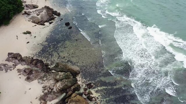 a beautiful view on the beach from a drone
