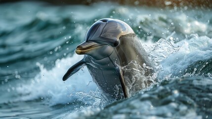 Set a high shutter speed to freeze motion and shoot at eye level with the dolphin.