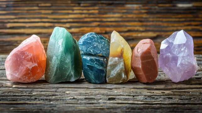 Crystal healing stones with varied colors Genuine semi precious gems rose quartz citrine agate apatite kyanite fluorite