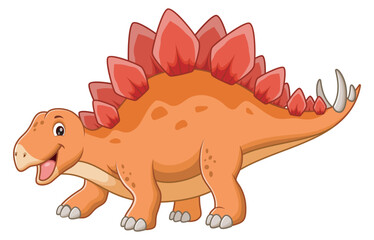 Cute Stegosaurus Cartoon. Animal Nature Icon Concept Isolated Premium Vector. Vector Illustration