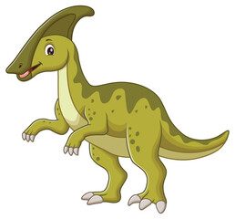 Cute Parasaurolophus Cartoon. Animal Nature Icon Concept Isolated Premium Vector. Vector Illustration