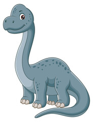 Cute Brachiosaurus Cartoon. Animal Nature Icon Concept Isolated Premium Vector. Vector Illustration	