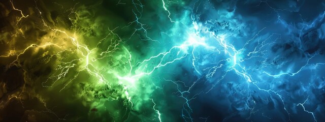 green and blue battle lightning background