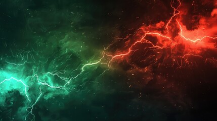 green and red battle lightning background 