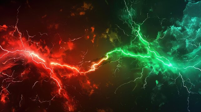 green and red battle lightning background  - Powered by Adobe