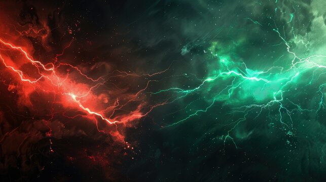 green and red battle lightning background 