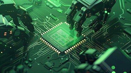 Industrial robotic arms create AI a chip 
