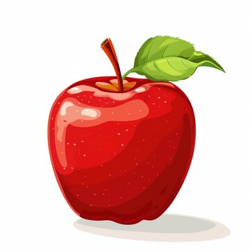 recommend clip art: red apple with a green leaf on top of it's stem and a white background
