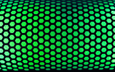 Grid. Hex. Green honeycomb texture. Geometry. Macro 