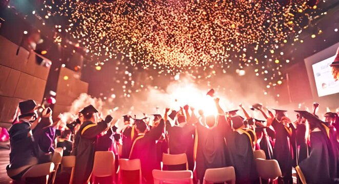 Fireworks at a graduation.