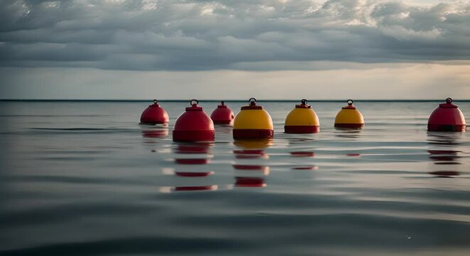 Buoys floating in the sea.