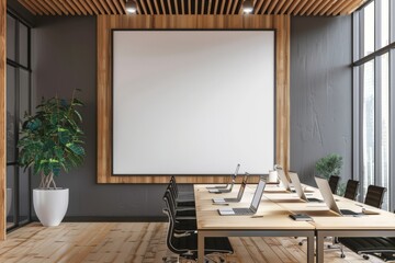 Modern Office Interior Design With Blank Canvas in Hallway