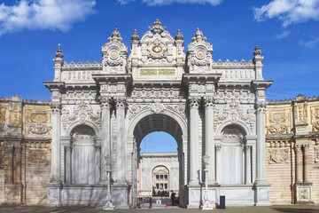 The Gate of the Sultan, entrance portal of the famous Dolmabahce Palace, Istanbul, Turkey