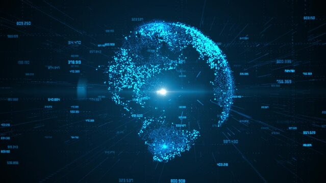 Forex trade with digital world map. Financial trading prices. Global finance exchange index concept. Cryptocurrency or stock market chart and data. Bitcoin BTC and ethereum ETH background