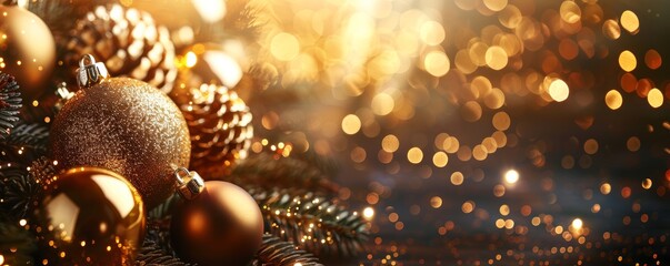 Elegant Happy New Year 2024 golden banner with sparkling elements festive and luxurious theme banner with copy space