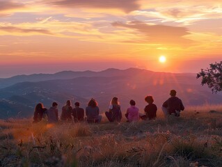 Friends Sharing a Sunset Moment