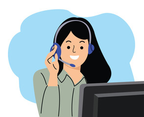 female costumer service icon or flat design cartoon customer support center